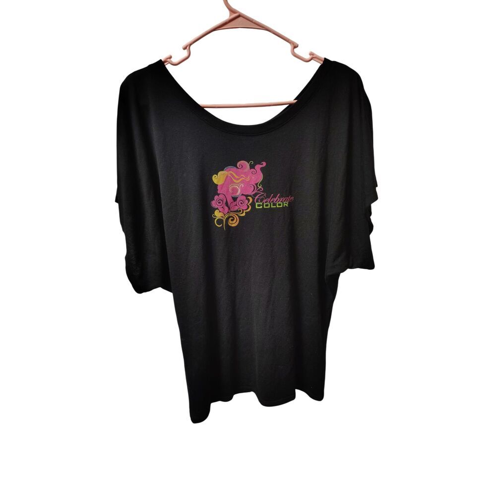 Bella Medium Black Hair Stylist Graphic T-Shirt
